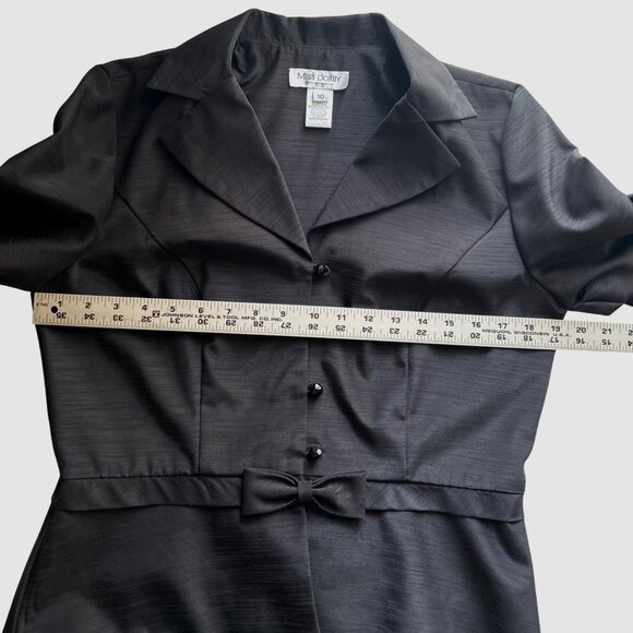 Miss Dorby Black Button-Up Blazer With Bow Detail Size 10 3/4 Sleeves - Picture 5 of 7
